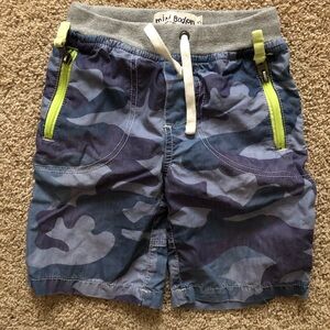 Mini Boden Blue Camo Pull-On Zipper Pocket Shorts 4Y